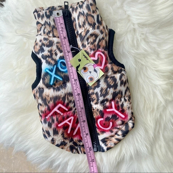 Handpainted Leopard Print Puffer Jacket Small 🐶 - Picture 3 of 8